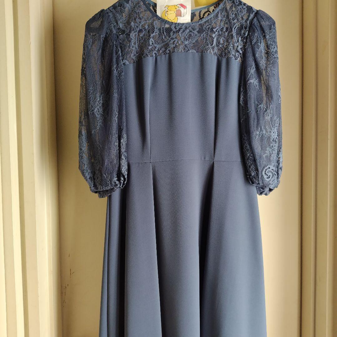 パーティーロングドレス　ブルー　レース