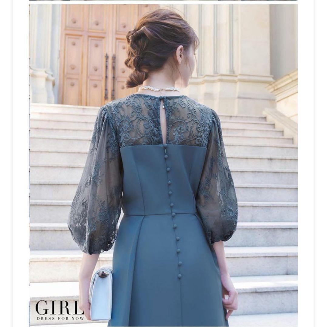 パーティーロングドレス　ブルー　レース