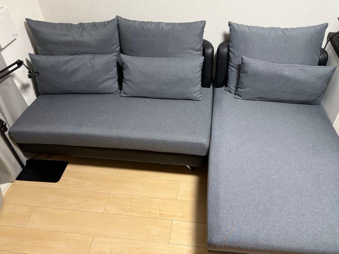ニトリ　グレー カウチソファ 5人掛け