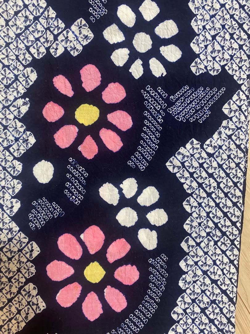 有松絞り　浴衣　花柄