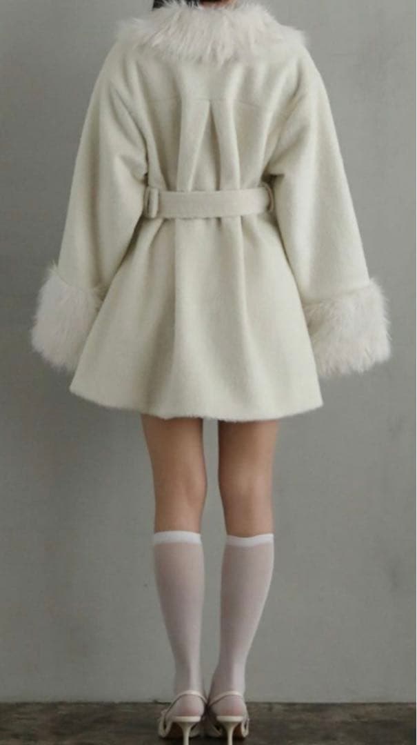 bubblesファーカラーメルトンコート