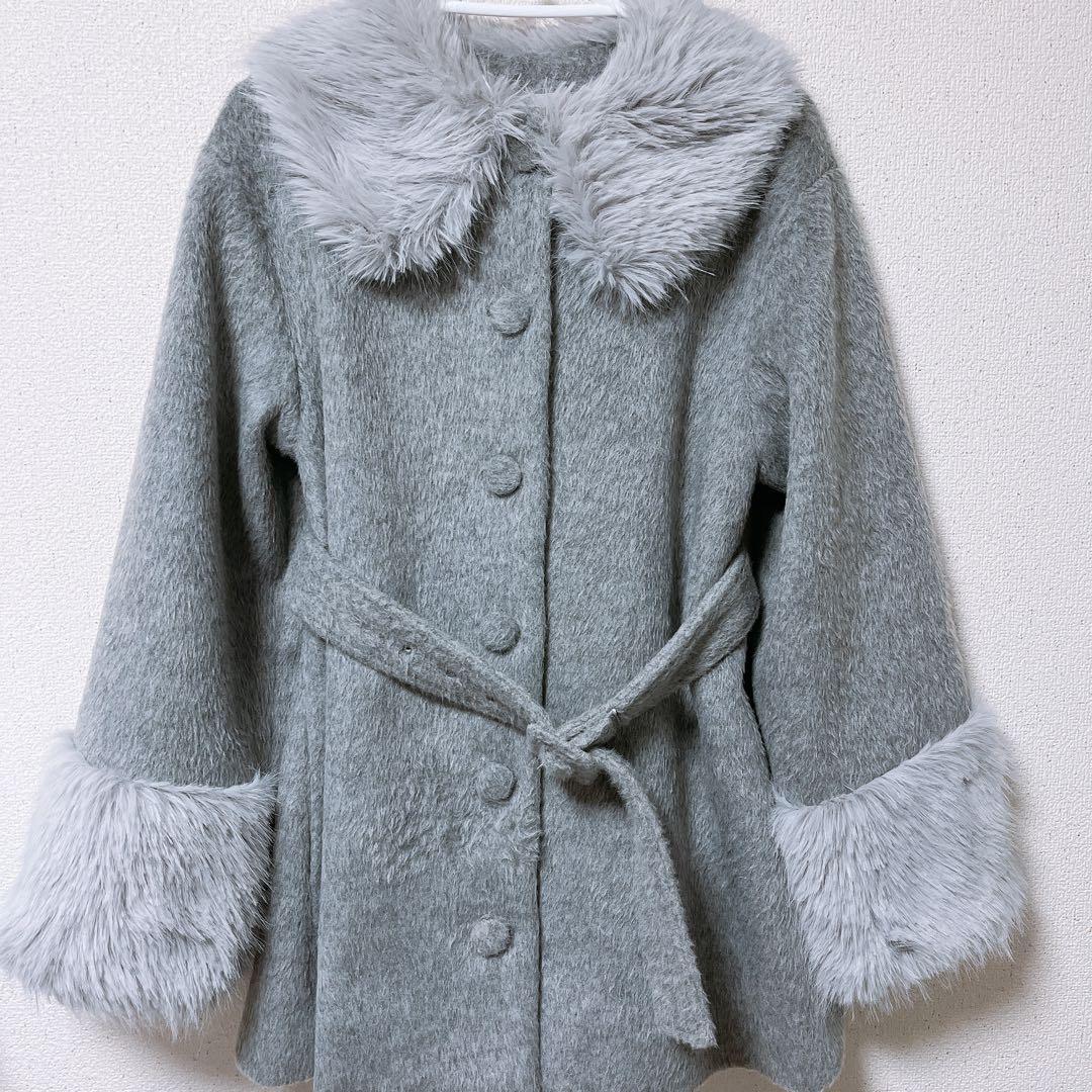 bubblesファーカラーメルトンコート