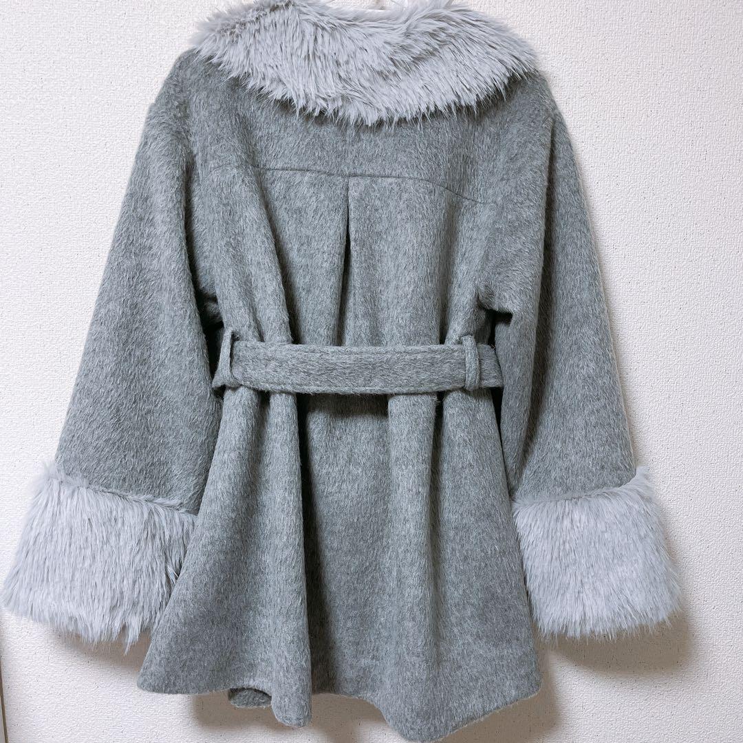 bubblesファーカラーメルトンコート