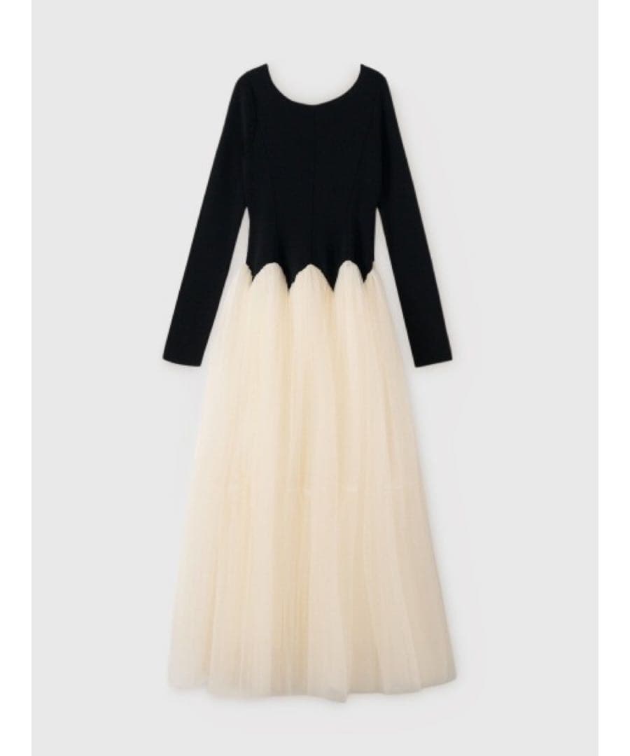 彩さん専用eimy カーブシルエットニットコンビチュールフレアワンピース新品M