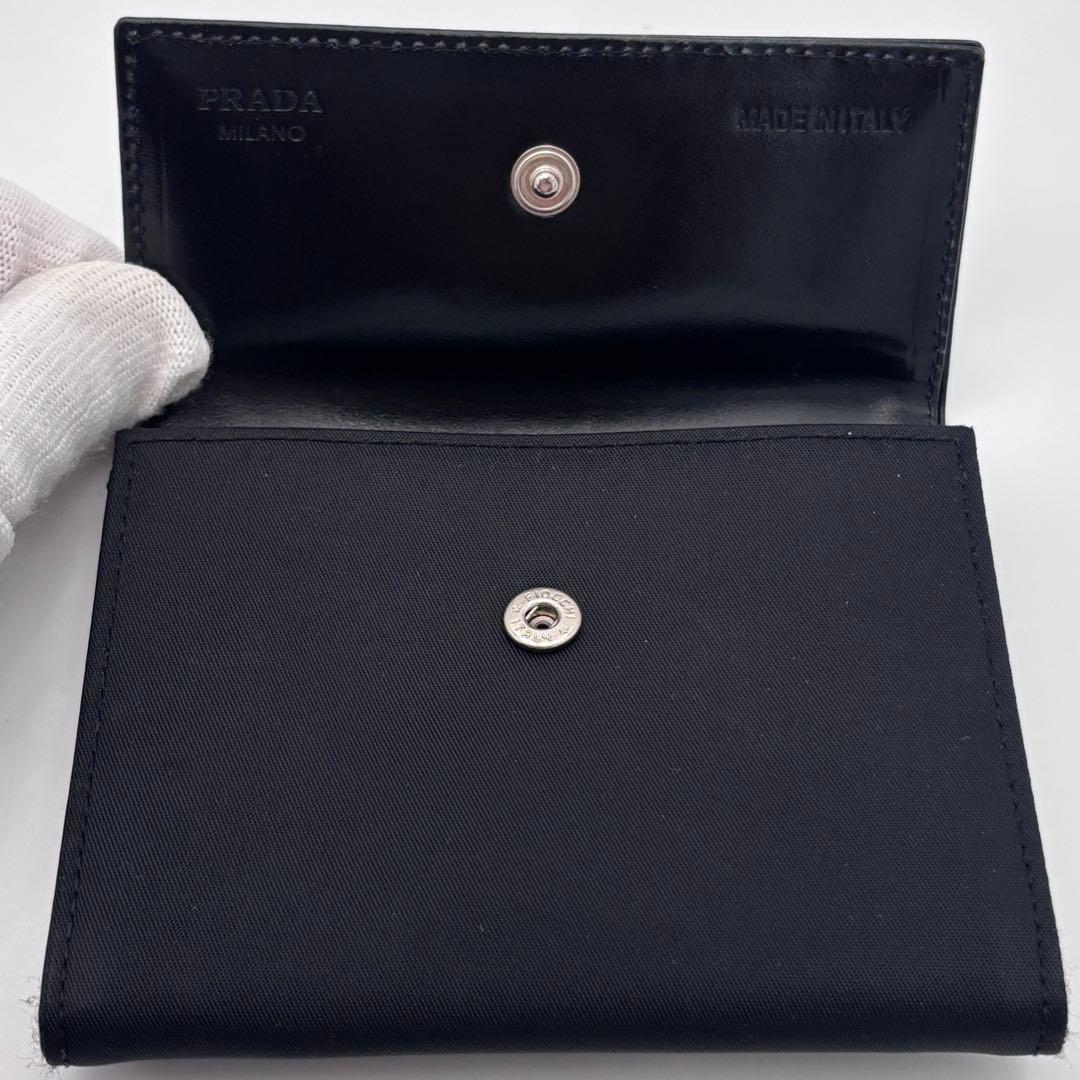 【美品】PRADA プラダ レザー×ナイロン 小銭入れ 財布 ブラック