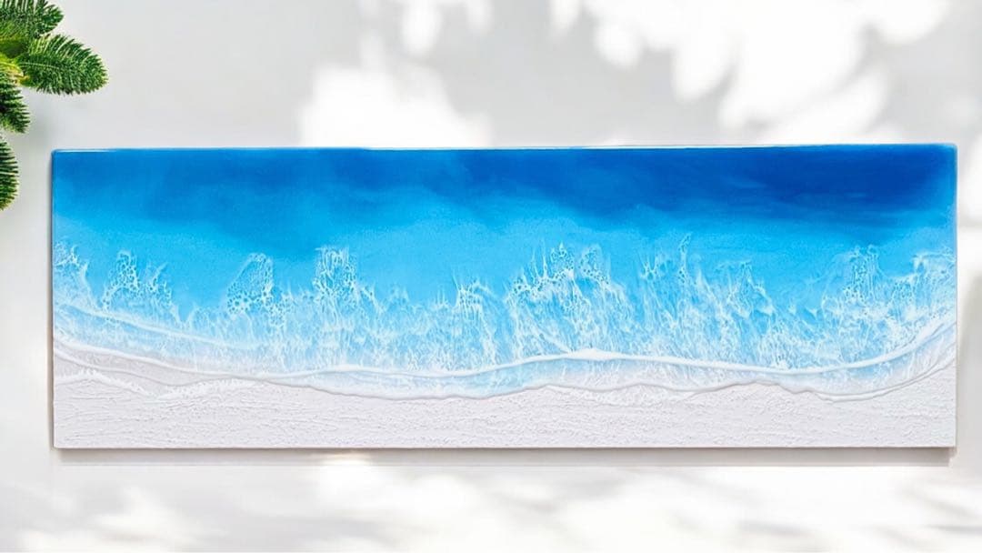 90cm×30cm 海アート ブルーオーシャン レジンアート