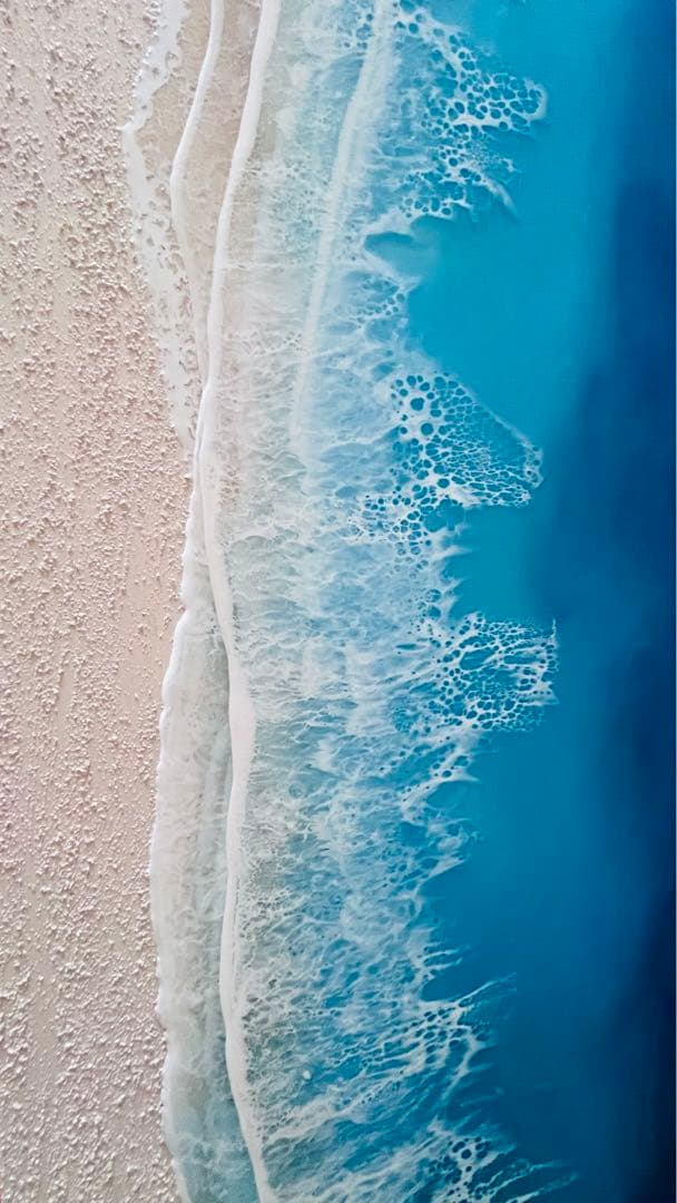 90cm×30cm 海アート ブルーオーシャン レジンアート