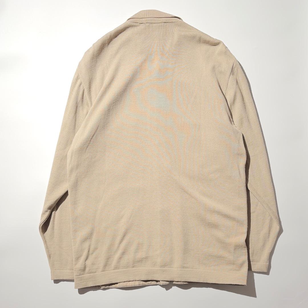 HERMES スエードレザー切り替えニットポロ ウールシルク エルメス 90s