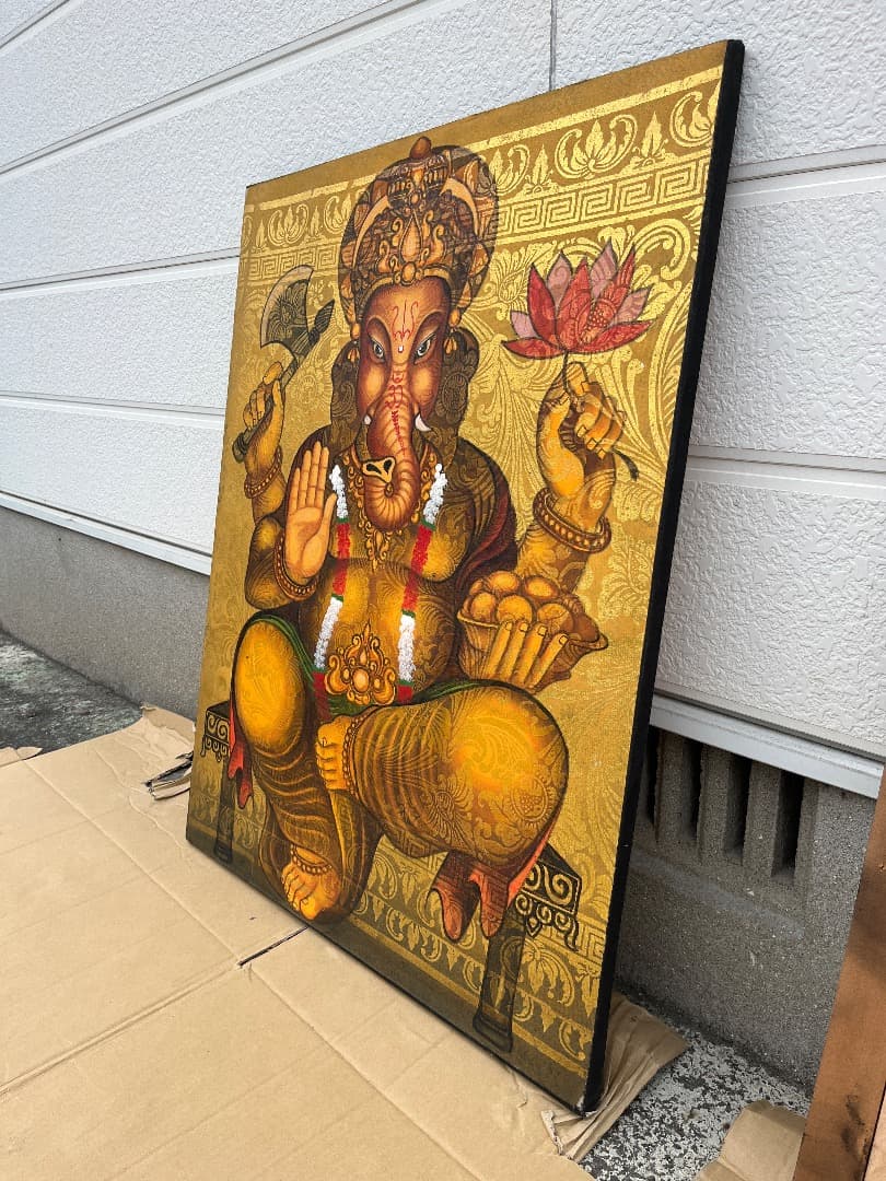 バリ島絵画 鳥 絵画 +ガネーシャ バリアート2点 大型