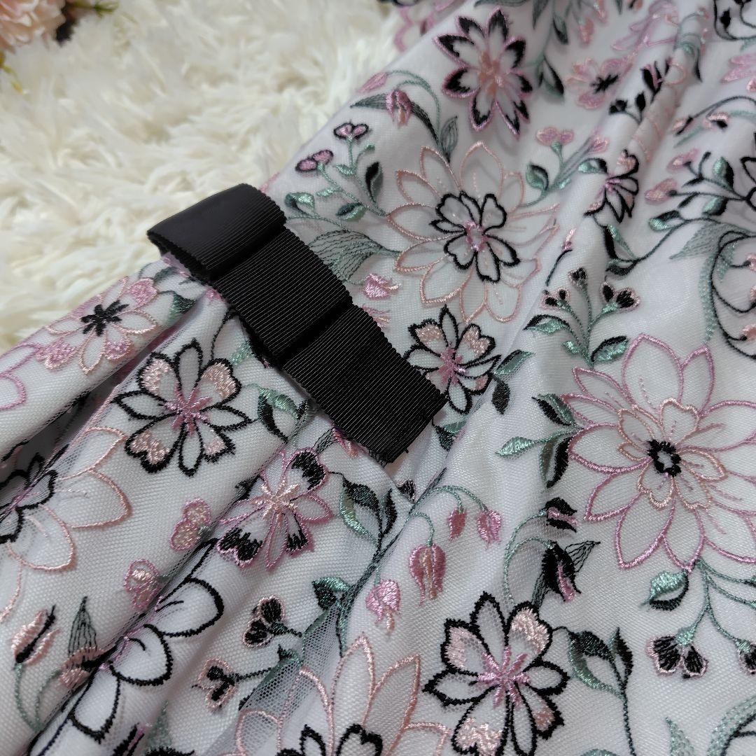 【極美品♡希少42】ローズティアラジュエル　高級フラワーチュール刺繍ワンピース