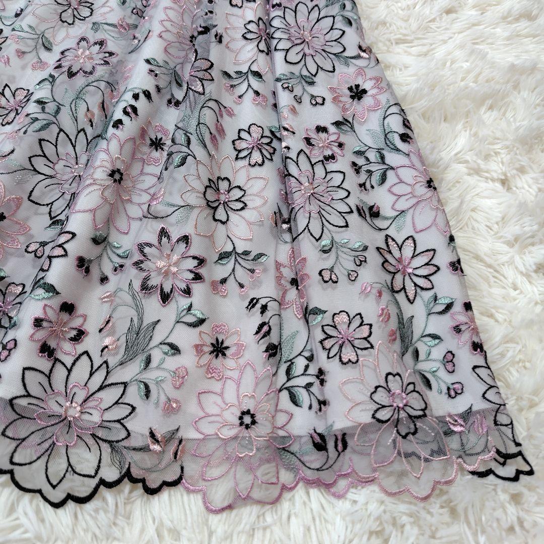 【極美品♡希少42】ローズティアラジュエル　高級フラワーチュール刺繍ワンピース