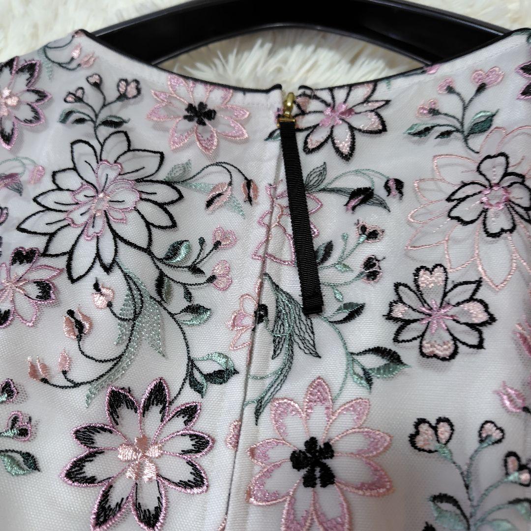 【極美品♡希少42】ローズティアラジュエル　高級フラワーチュール刺繍ワンピース