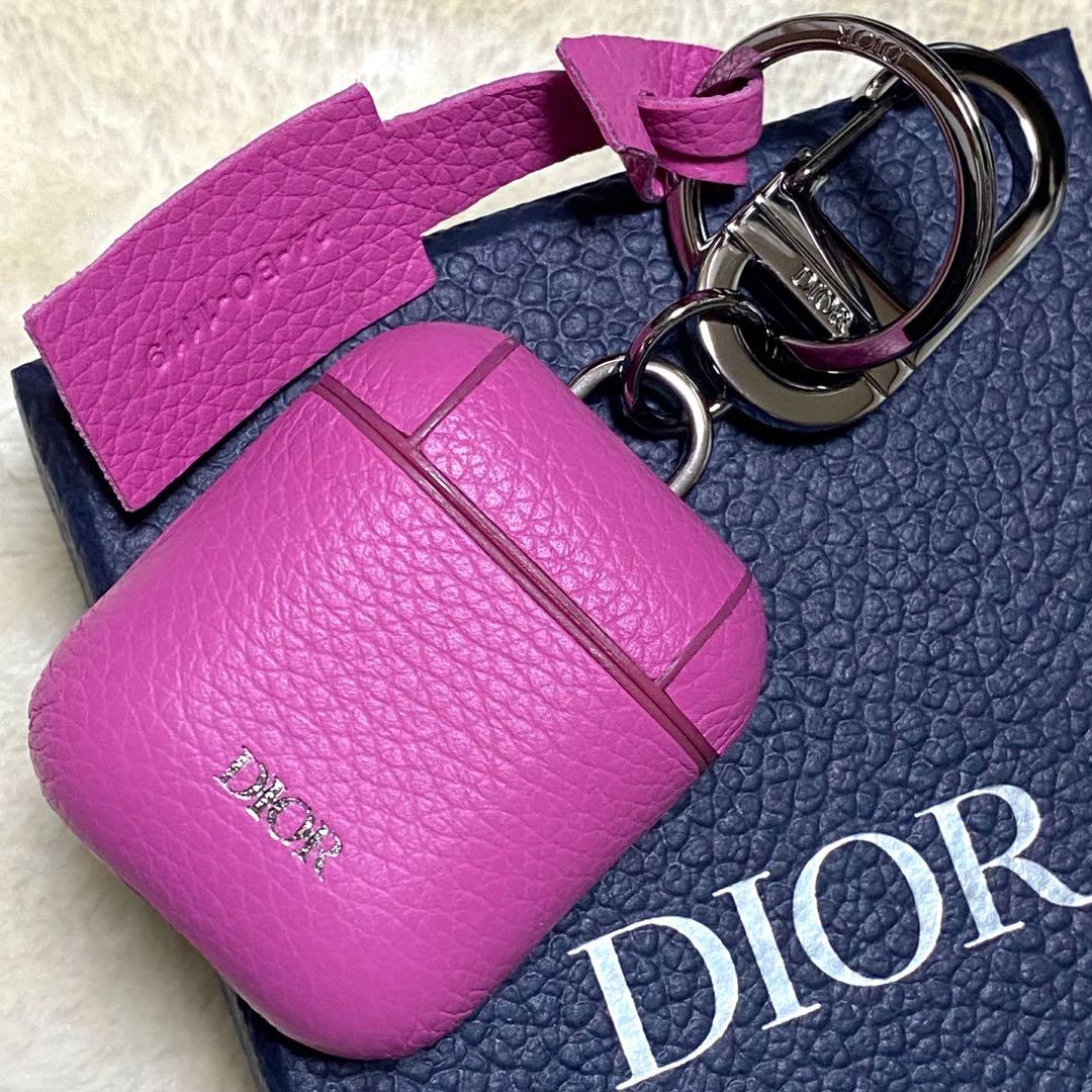 新品保管品✨CDディオールAirPodsケース　ピンクレザー　ロゴ　箱&袋付き