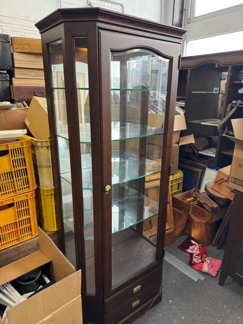 木製ガラスケース 5段棚 ダークブラウン