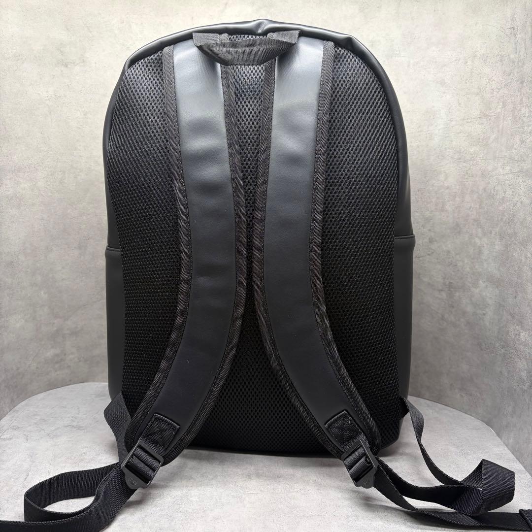 adidas Originals レザー調 バックパック 黒 トレフォイル