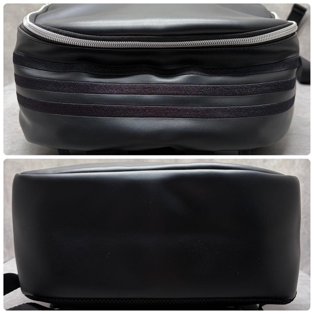 adidas Originals レザー調 バックパック 黒 トレフォイル