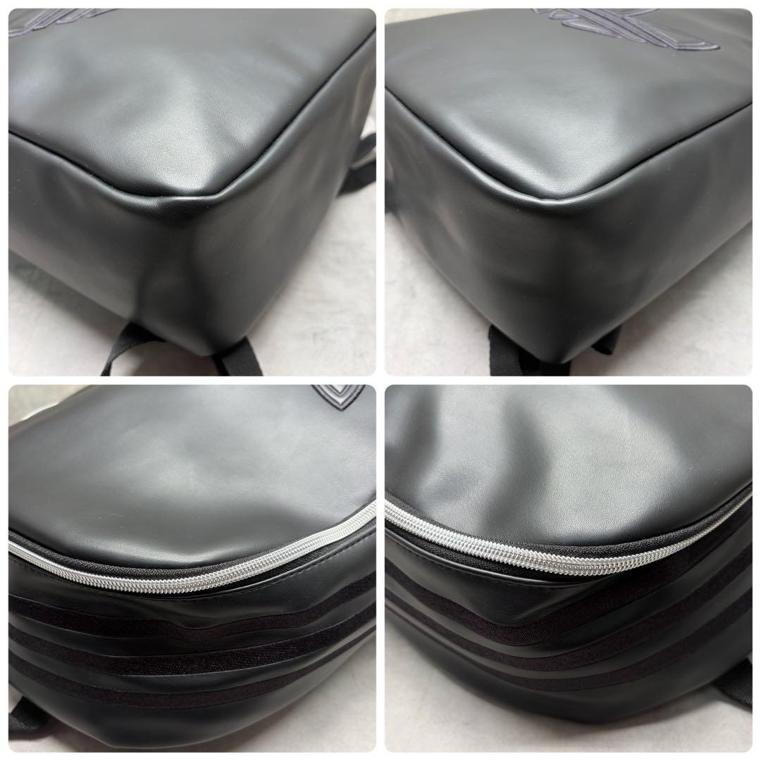 adidas Originals レザー調 バックパック 黒 トレフォイル