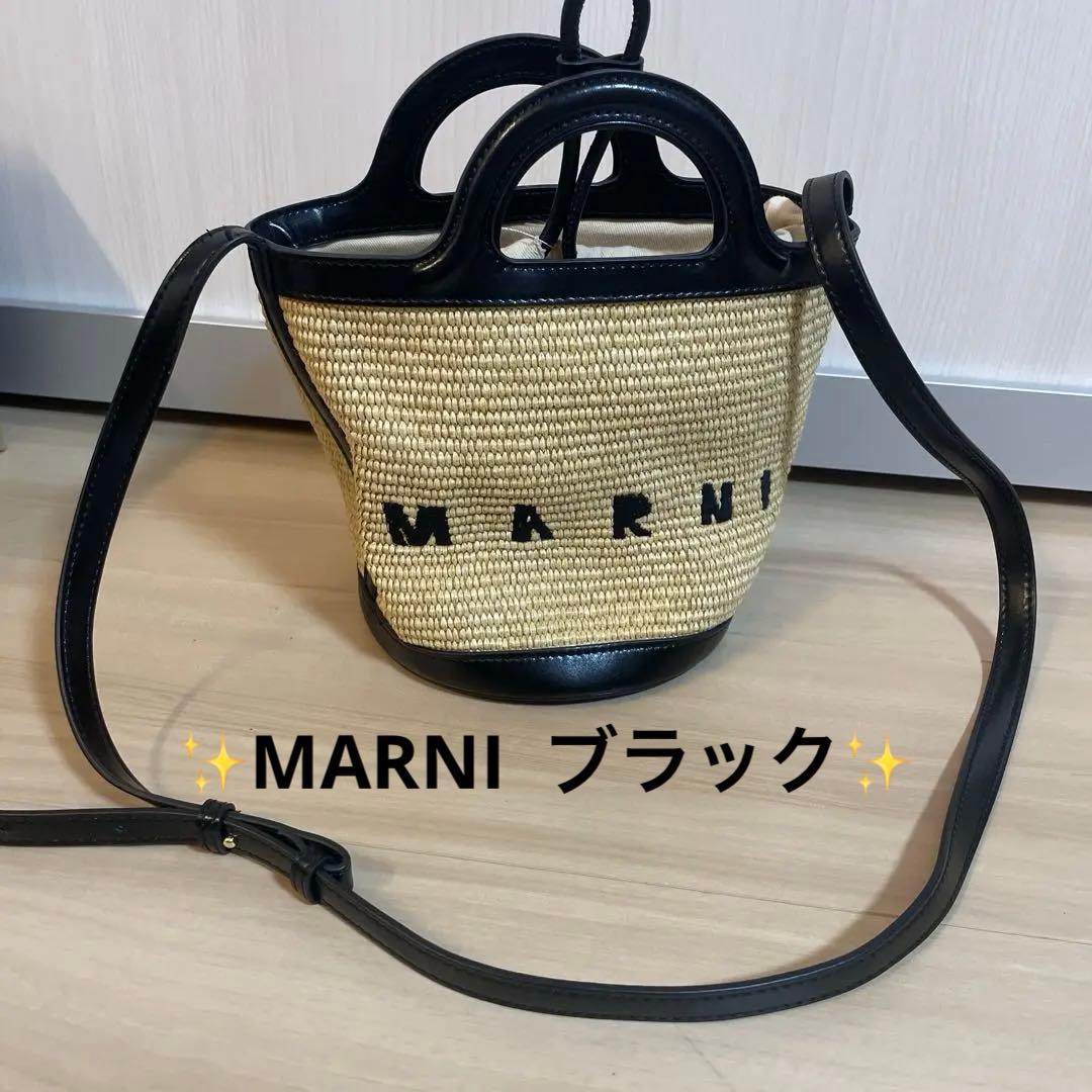 【美品】MARNI マルニ かごバッグ ショルダー ラフィア 2way ブラック