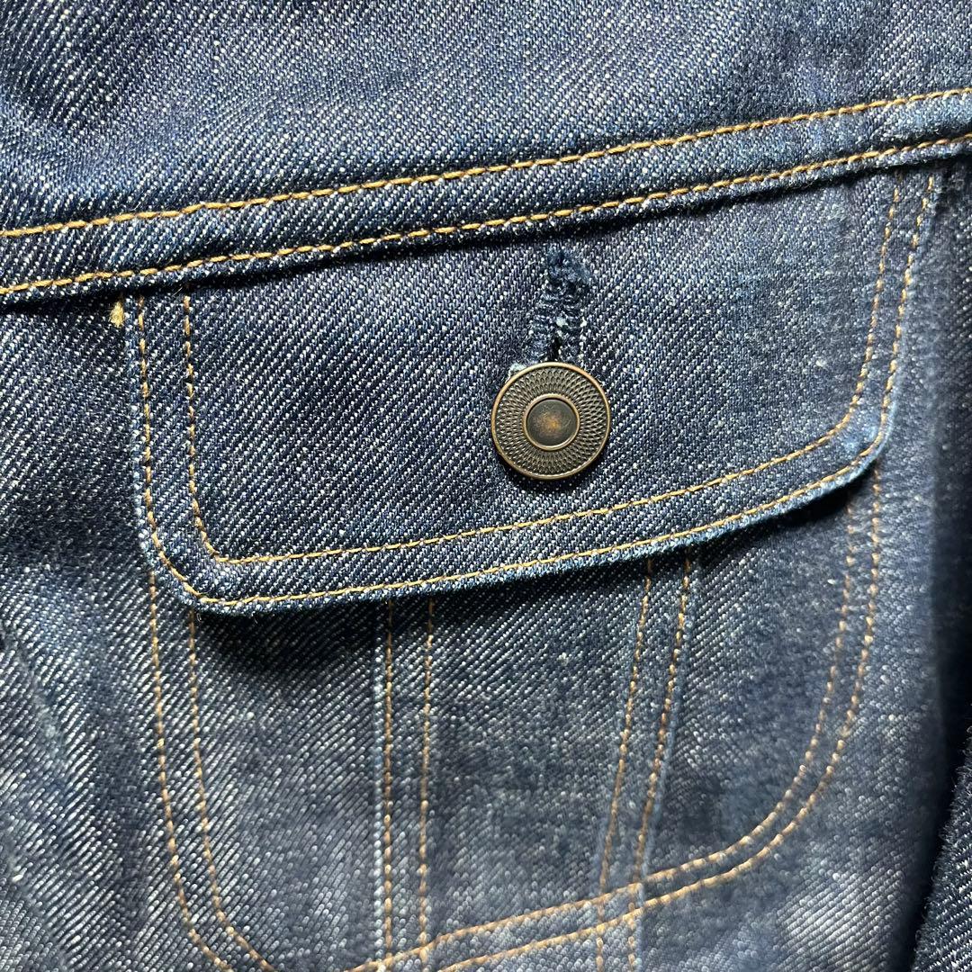 COMOLI ノンウォッシュ 襟レザー デニムジャケット レザーワークジャケット