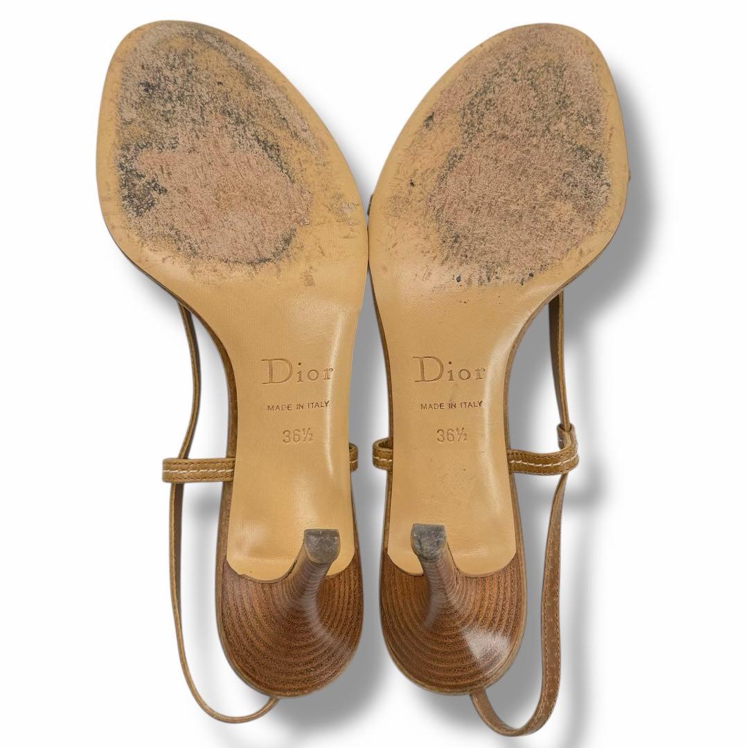美品 Dior ディオール ロゴ レザー ヒール サンダル ミュール ビンテージ