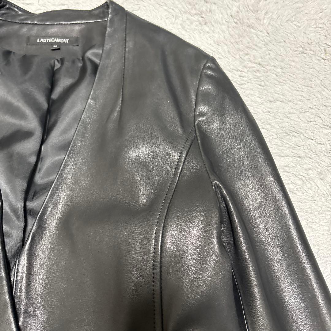 LAUTREAMONT 本革　ラム　レザージャケット　ノーカラー　襟無　Lサイズ