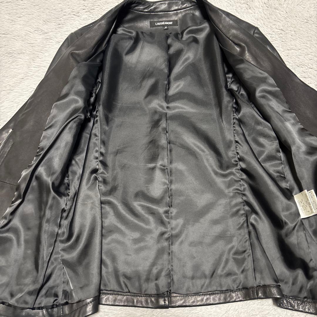 LAUTREAMONT 本革　ラム　レザージャケット　ノーカラー　襟無　Lサイズ