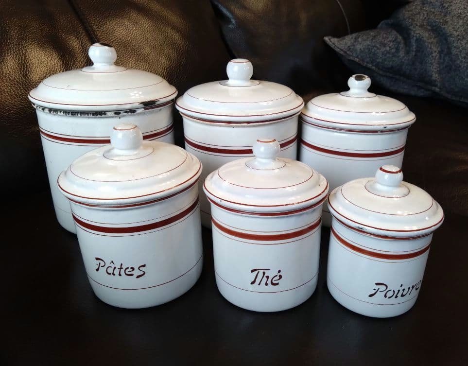 フレンチアンティーク　ホーロー　キャニスター　6個セット