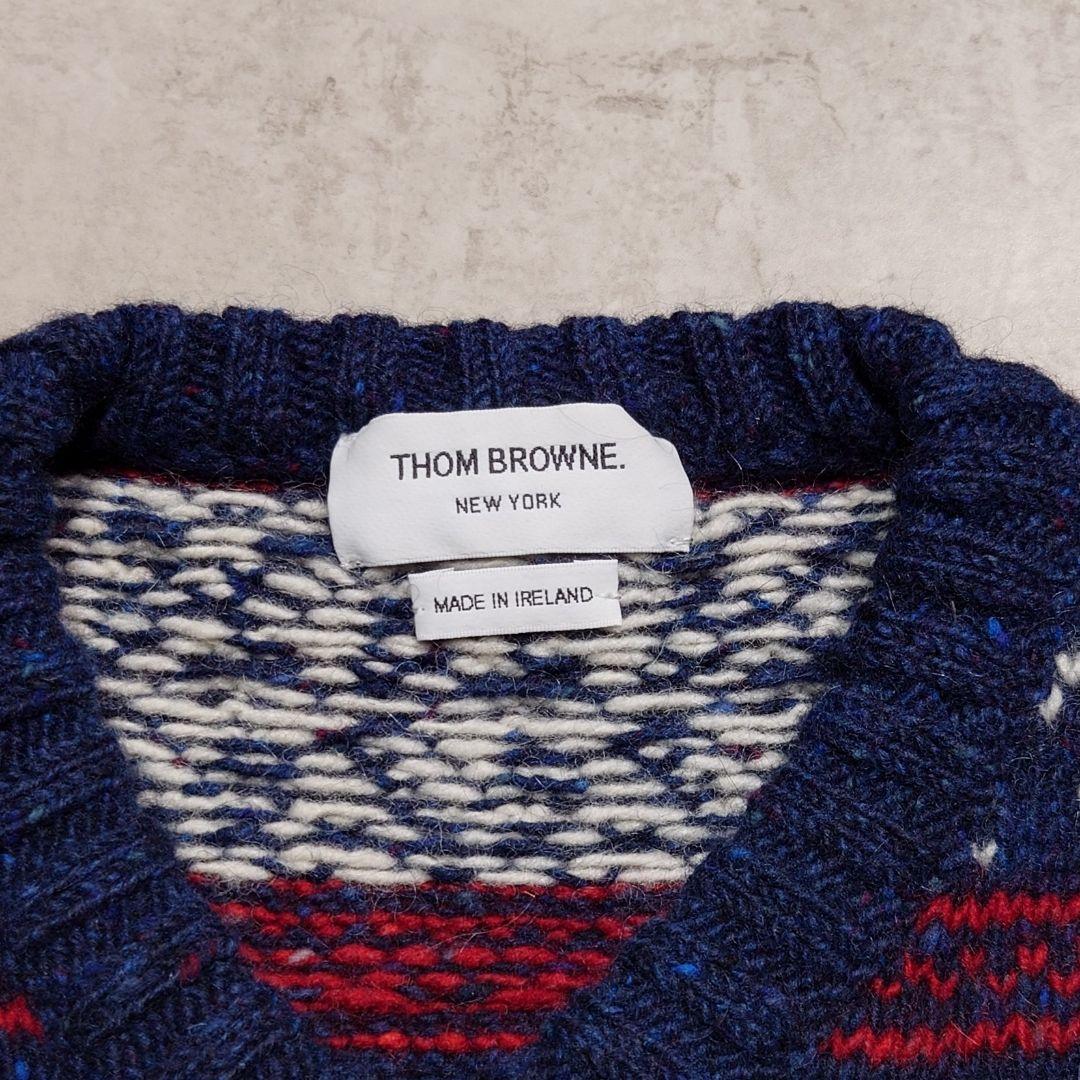 THOM BROWNE トムブラウン Vネックニット ウールモヘア 3