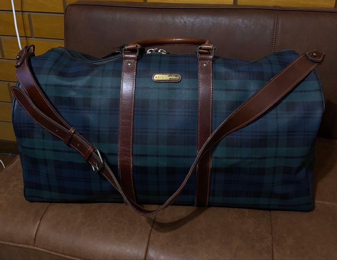 ポロ ラルフローレン ボストンバッグ ２ＷＡＹ チェック グリーン 緑