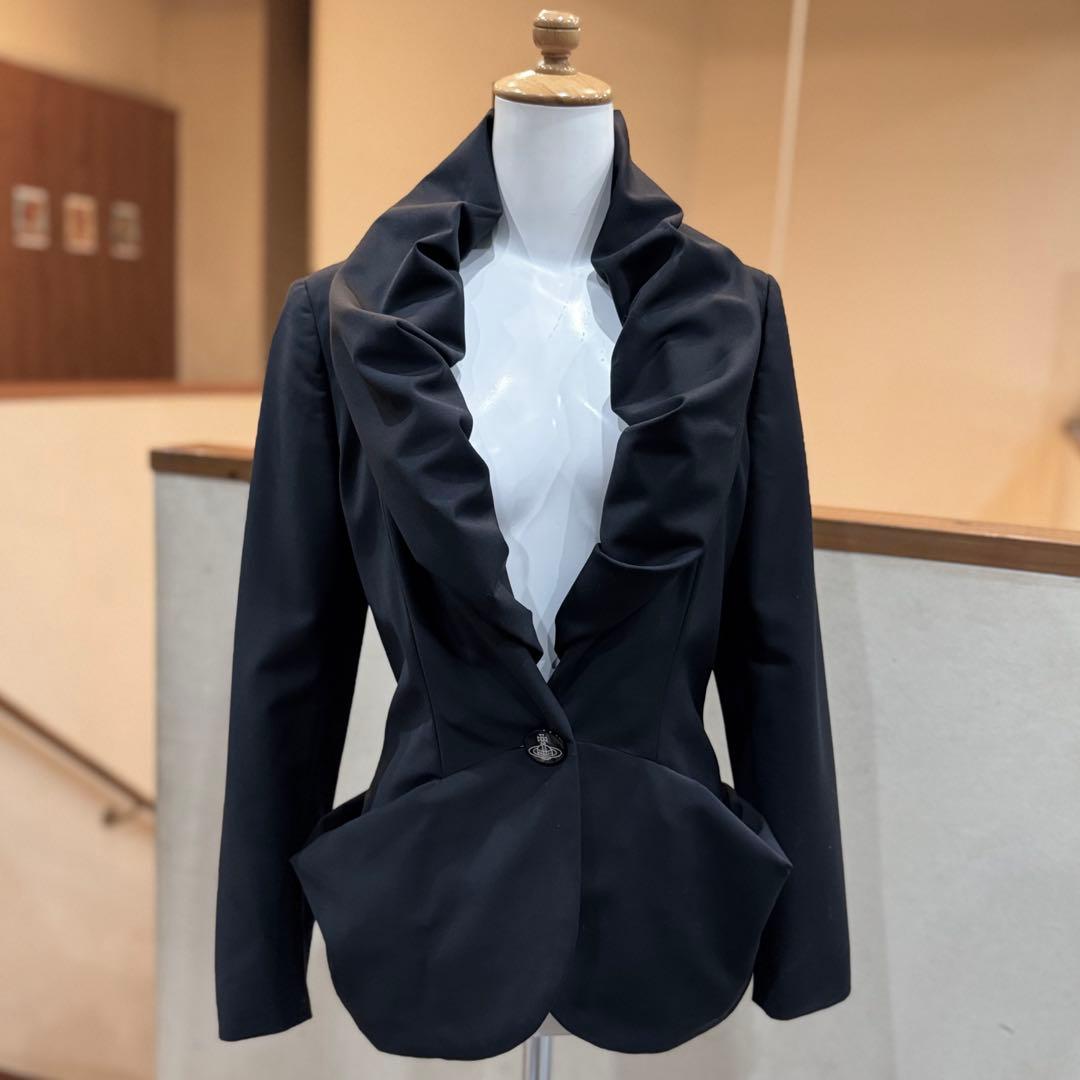 美品 ヴィヴィアンウエストウッドレッドレーベル ジャケット 変形襟 黒