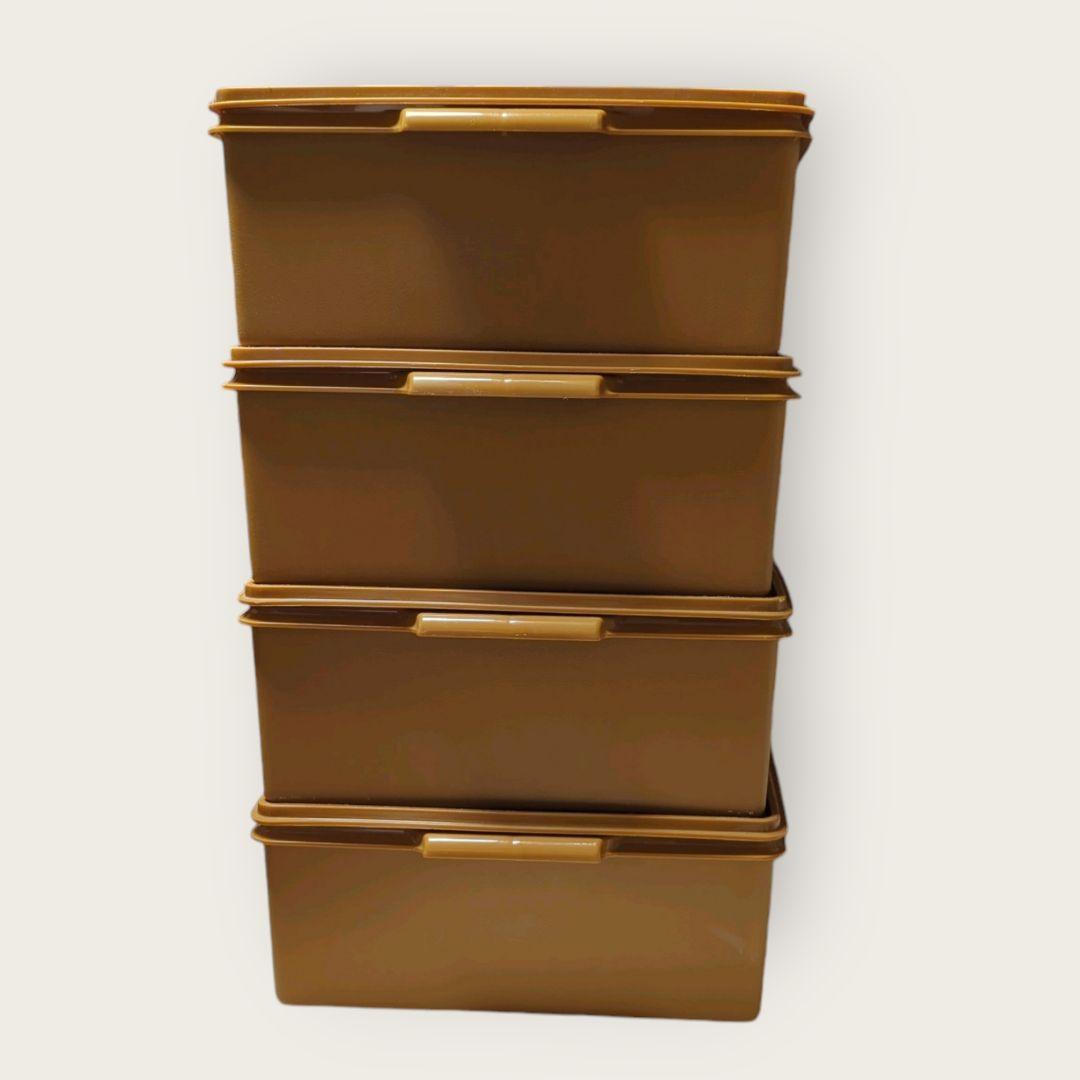 タッパーウエア スーパーロング 4個セット まとめ売り 衣類収納 蓋つき 中古