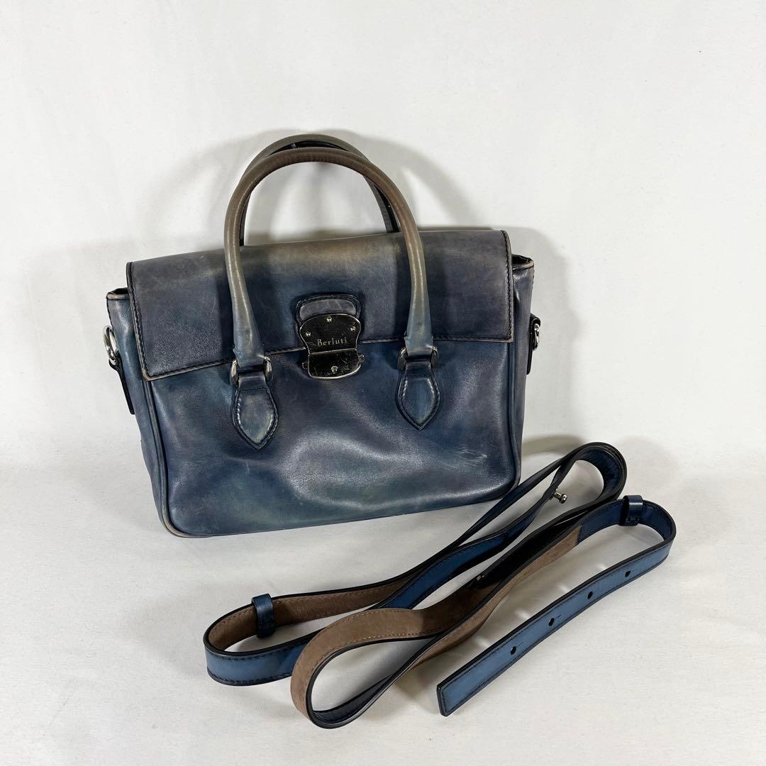 BERLUTI ベルルッティ エミーオガリバー 2WAY ハンドバッグ ブルー
