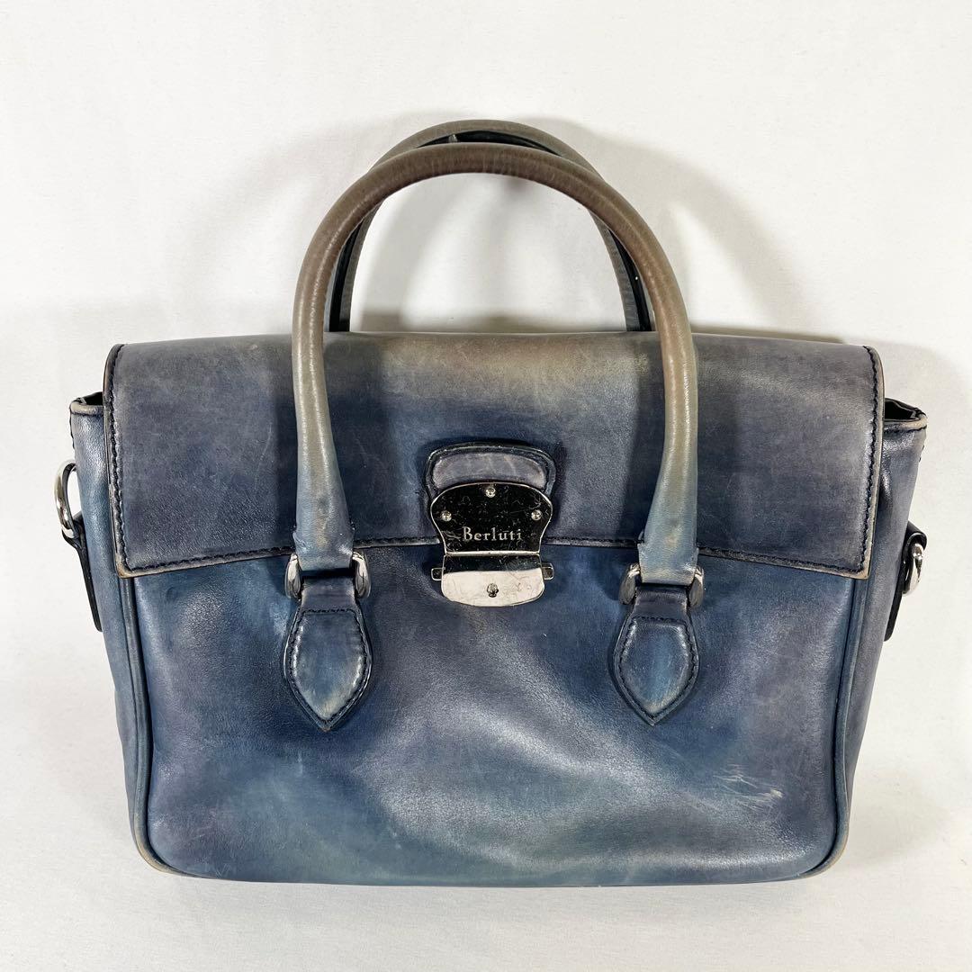 BERLUTI ベルルッティ エミーオガリバー 2WAY ハンドバッグ ブルー