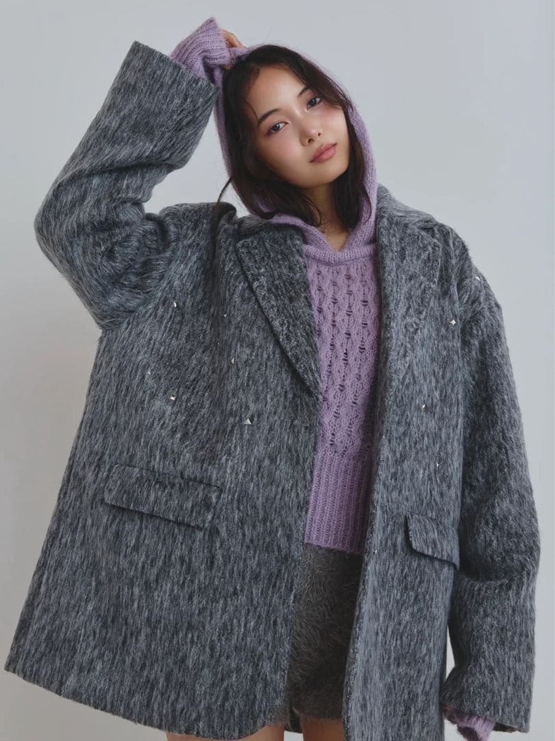 ジャケット・アウター shaggy studs coat jacket andequal