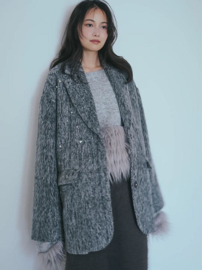 ジャケット・アウター shaggy studs coat jacket andequal