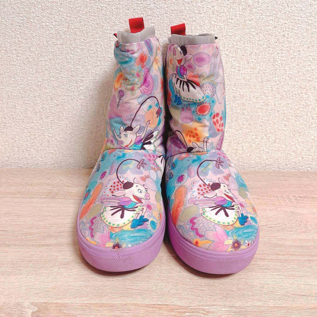 OLLEBOREBLA カラフル プリント ショート レイン ブーツ L 紫