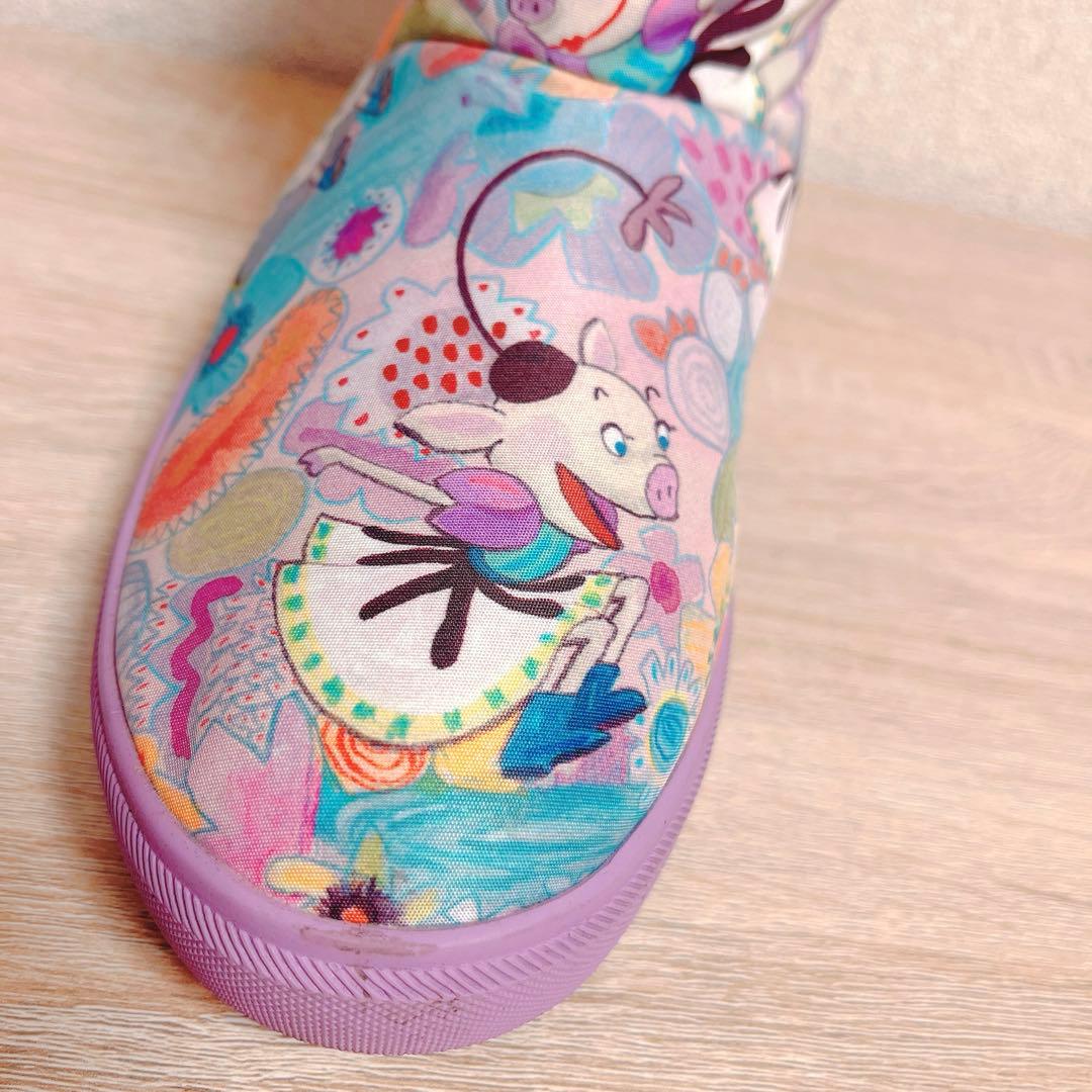 OLLEBOREBLA カラフル プリント ショート レイン ブーツ L 紫