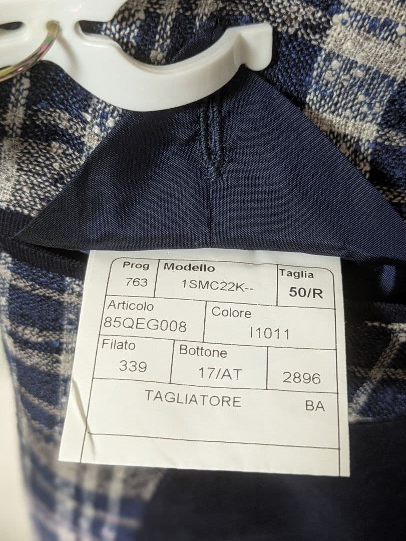 ★タリアトーレ モンテカルロ テーラードジャケット 50 麻 ネイビー チェック