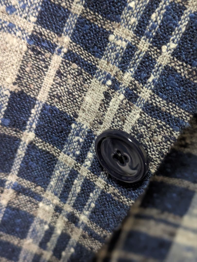 ★タリアトーレ モンテカルロ テーラードジャケット 50 麻 ネイビー チェック