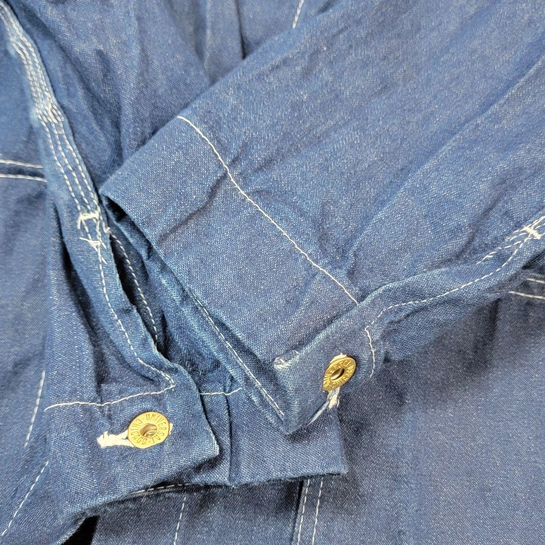 80S-90S 濃紺 ユニバーサルオーバーオール 3本針 42 カバーオール