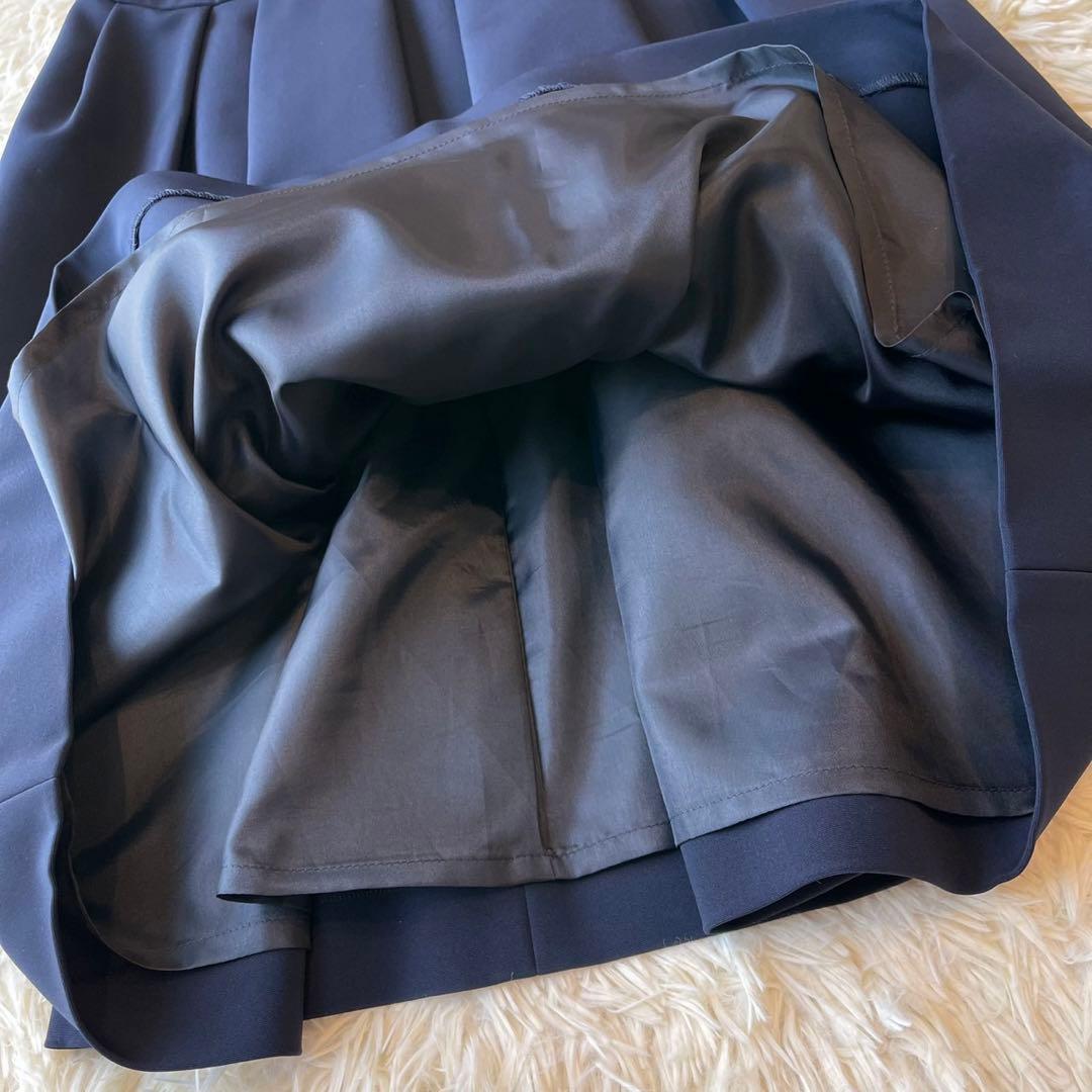 美品 M'S GRACY バックジップ タック ワンピース ネイビー 38