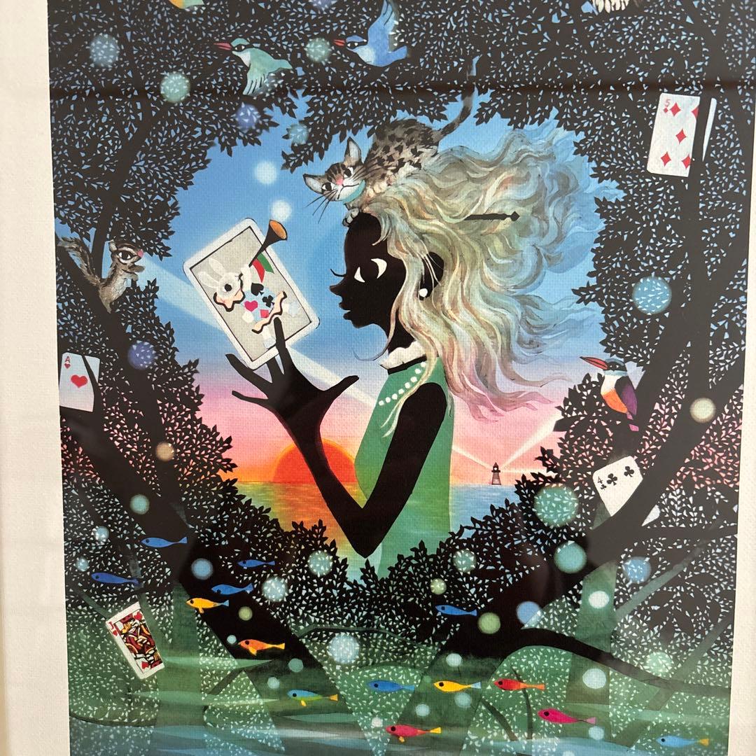 藤城清治 AIiceのハート ジクレーサイン入り408/600 額縁付き