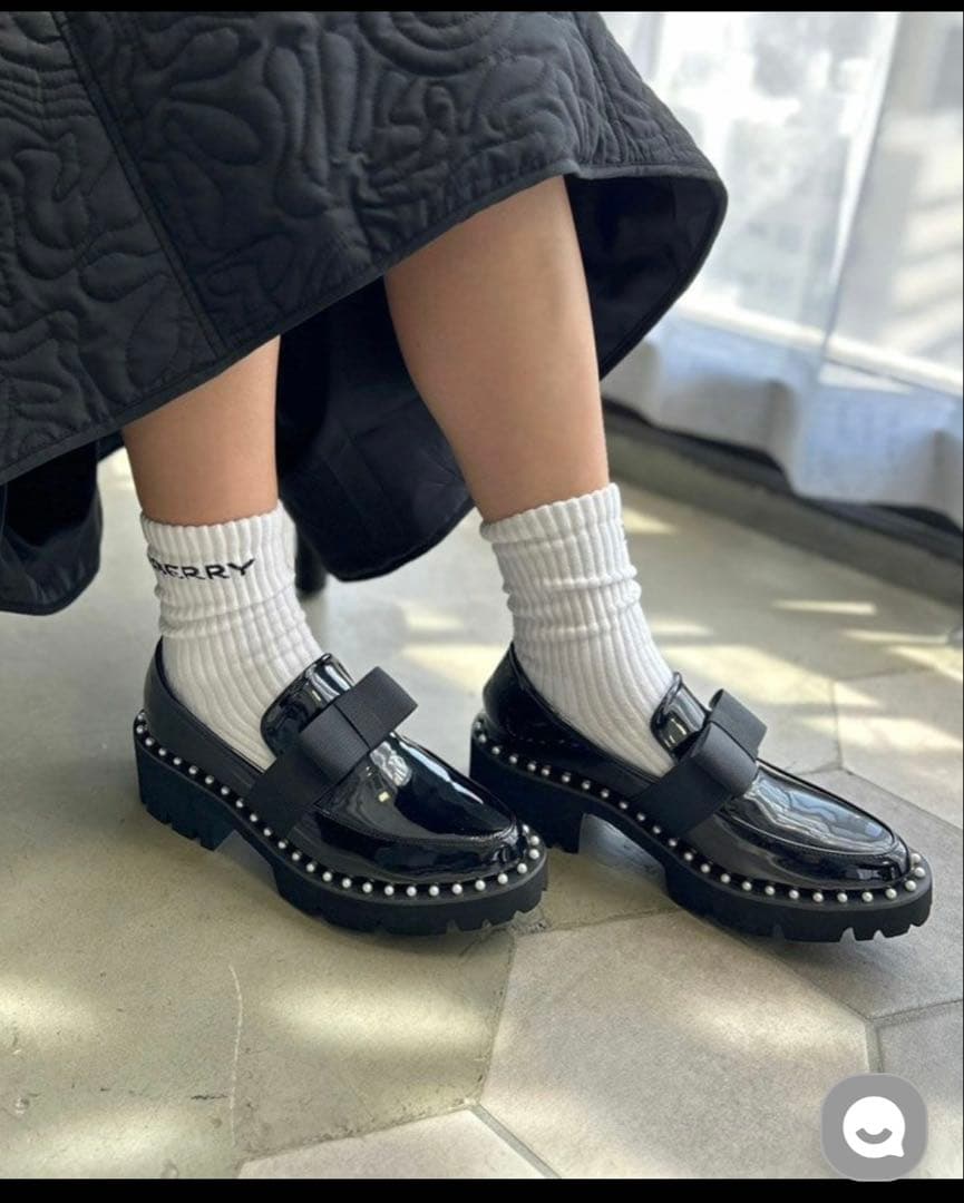 アキロン✖️Donobanコラボ　パールリボンローファー　Sサイズ