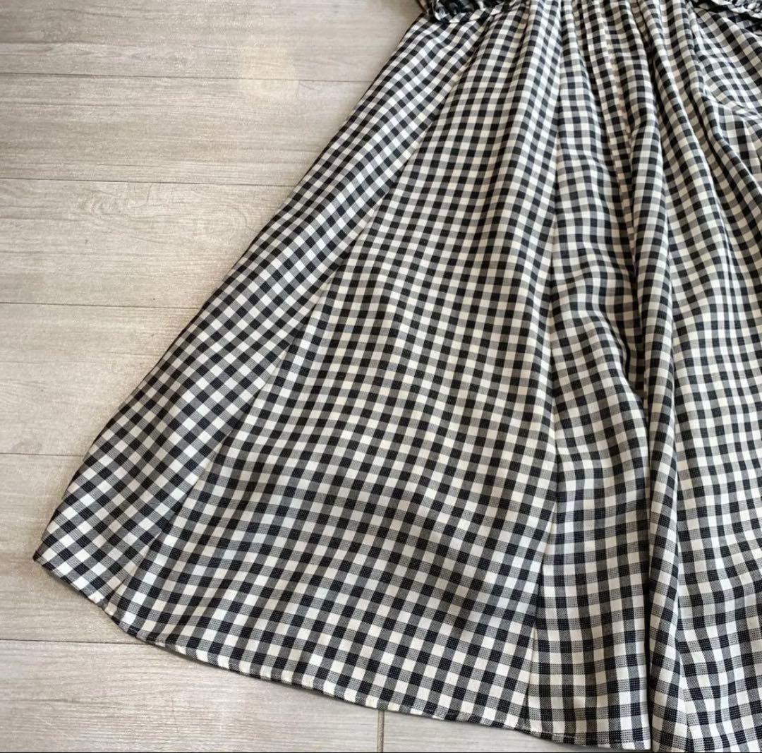 【ANAYI】アナイ　ギンガムチェック　ビスコースチェックフレアワンピース　春