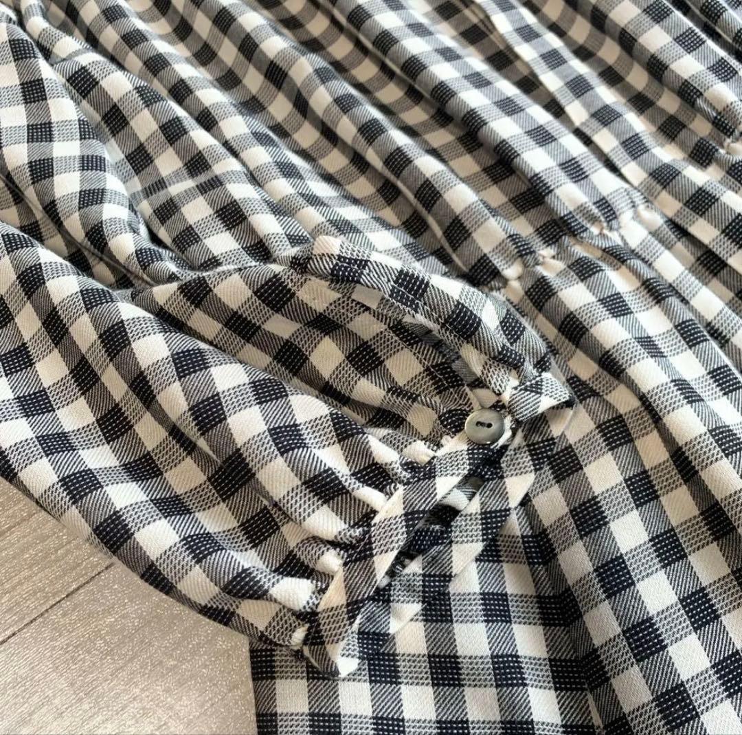 【ANAYI】アナイ　ギンガムチェック　ビスコースチェックフレアワンピース　春