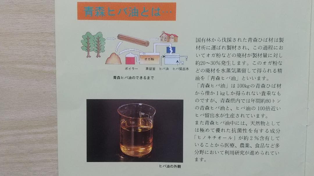 ヒノキオイル /青森ヒバ油 (精油) 1L + 小瓶1個　虫よけ・抗菌・カビ予防