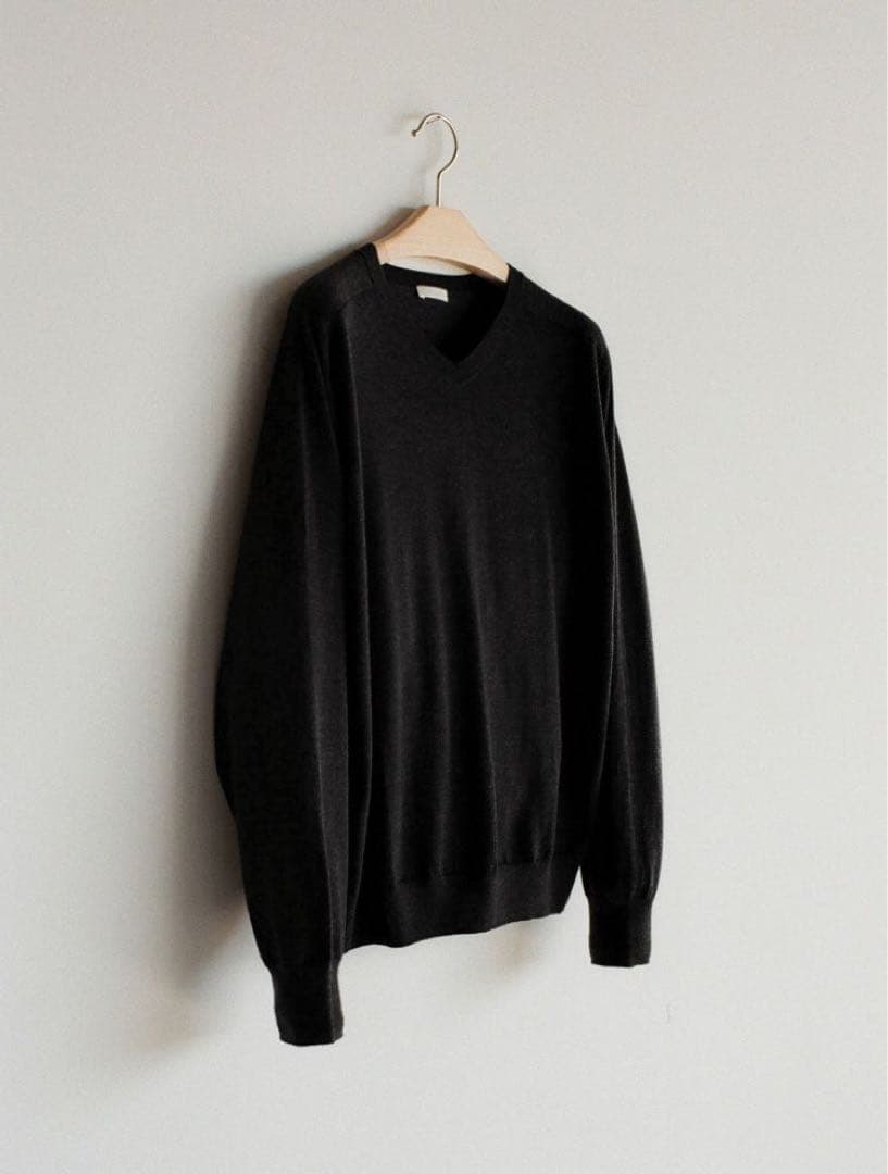 トップス LIDNM W/Si/Ca 18G V Neck Knit ASH BLACK