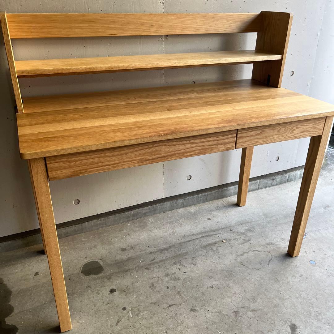 美品★無印 木製デスク オーク材 上置き棚付
