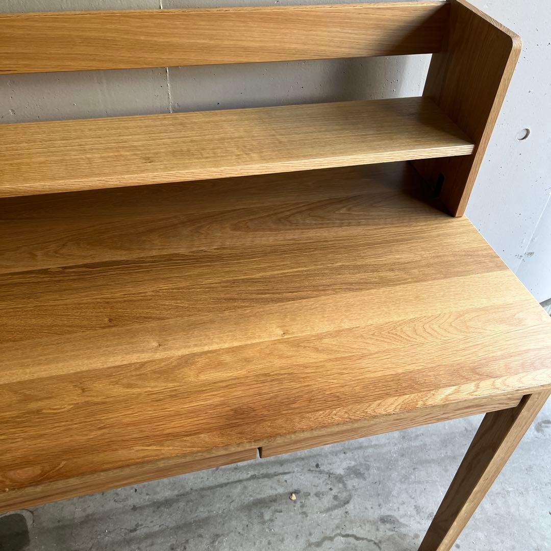 美品★無印 木製デスク オーク材 上置き棚付