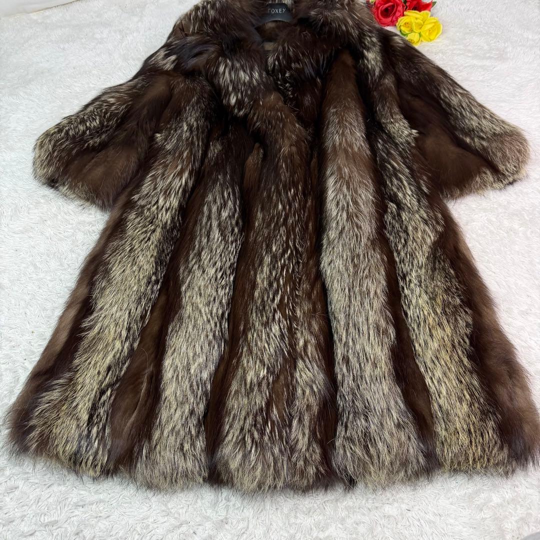 総丈117cm GRACE 肉厚 シルバーフォックス ロングコート 舐めし柔らか